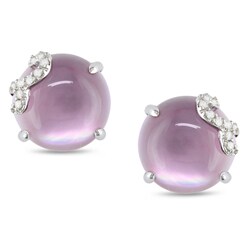 10K White Gold 8 ct TGW Amethyst and Diamond Accent Earrings (H-I, I2-I3)
