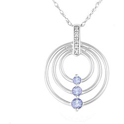 10k White Gold Tanzanite and Diamond Accent Necklace
