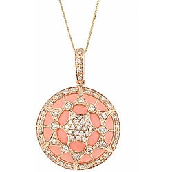 D'yach 14K Rose gold Punk Opal and Natural White Sapphires Pendant