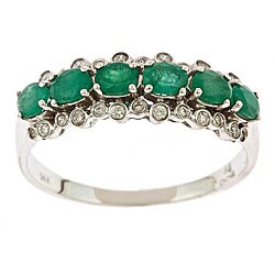 Dyach 14k White Gold Emerald and 1/6ct TDW Diamond Ring (I-J, I1-I2)