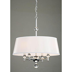4-light White Shade and Crystal Chrome Chandelier