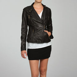 MICHAEL Michael Kors Asymetrical Zip Leather Motorcycle Jacket