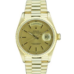 Pre-owned Rolex President Men's Day/ Date 18k Gold Watch