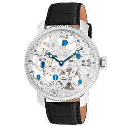 Akribos XXIV Men's Stainless Mechanical Skeleton Strap Watch