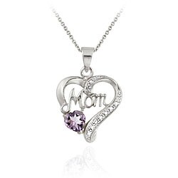 Glitzy Rocks Sterling Silver Amethyst and Diamond Accent Heart Necklace
