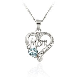 Glitzy Rocks Sterling Silver Blue Topaz and Diamond Accent Heart Necklace