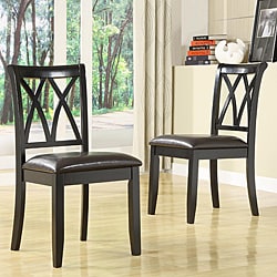 Havana Double-cross Back Black Faux Leather Chairs (Set of 2).