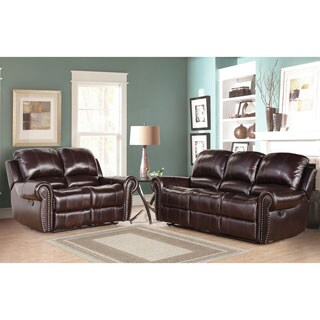 Broadway Premium Italian Leather Reclining Sofa and Loveseat