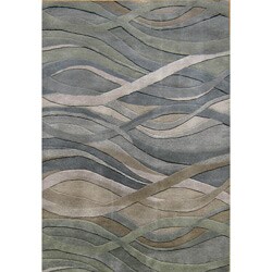 Hand-tufted Metro Classic Grey/Green Wool Rug (5' x 8')