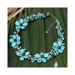Pearl and Agate 'Maritime Fantasy' Flower Necklace (Thailand)