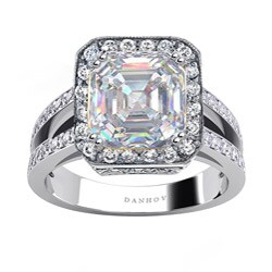 Danhov 14k Gold Cubic Zirconia and 1 1/10ct TDW Diamond Engagement Ring (G, VS2)