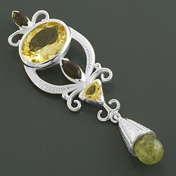 Sterling Silver Smoky Quartz, Citrine and Peridot Pendant (India)