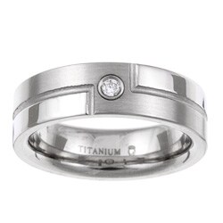 Titanium Men's Diamond Accent Bypass Design Band