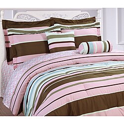 Microfiber Stripe Reversible 3-piece Comforter Set