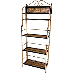 Tall Banana Leaf Woven Baker's Rack (China)