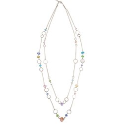Silvertone 'Chromato' Acrylic Bead 36-inch Double-row Necklace