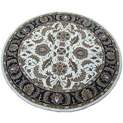 Indo Hand-tufted Ivory Wool Rug (8' Round)