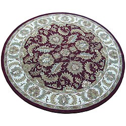 Indo Hand-tufted Burgundy Wool Rug (8' Round)