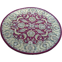 Indo Hand-tufted Red Wool Rug (8' Round)
