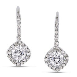 Miadora Silver Created Sapphire and 1/4ct TDW Diamond Earrings (H-I, I3)
