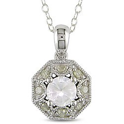 Miadora Silver Created Sapphire and 1/8ct TDW Diamond Necklace (H-I, I3)
