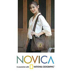 'Chocolate Bull's Eye' Cotton Shoulder Bag (Thailand)