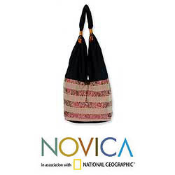 Silk and Cotton 'Ruby Elephant' Shoulder Bag (Thailand)