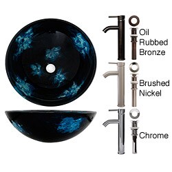 Geyser Storm Design Glass Vessel Bathroom Sink and Faucet Combo