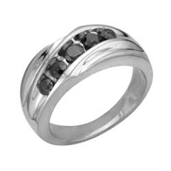 Sterling Silver Men's 1ct TDW Black Diamond Ring