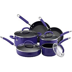 Rachael Ray Porcelain Nonstick Enamel 10-piece Blue Cookware Set