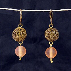 Wire Mesh Peach Dangle Earrings (India)