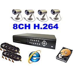 8-channel H.264 DVR Surveillance 500GB Security System with 4 Night Vision Cameras