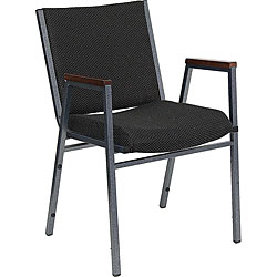 Heavy Duty Black Patterned Upholstered Stack Chair with Arms (Case of 40)