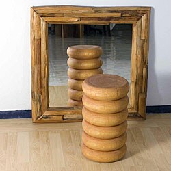 Mango Wood Stacked Rings Stool (Thailand)
