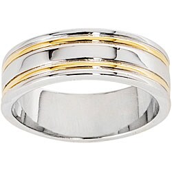 14k Gold Overlay Men's Double Rail Band (7 mm)