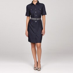 Sharagano Women's Belted Denim Shirtdress.