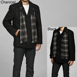 MICHAEL Michael Kors Men's Single-breasted Wool Blend Peacoat with Scarf FINAL SALE