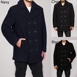 London Fog Men's Double-breasted Wool Blend Peacoat