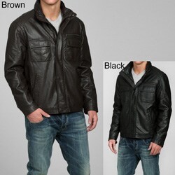 Izod Mens Big/ Tall Faux Leather Stand Collar Jacket