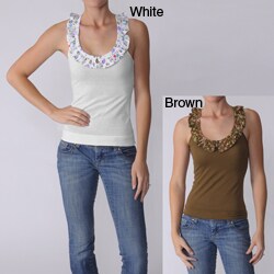 Derek Heart Junior's Knit Twin Earthy Print Racer Back Top