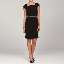 Calvin Klein Women's Cap Sleeve Belted Career Dress.