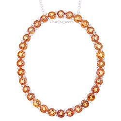 Sterling Silver Orange Sapphire Circle Necklace