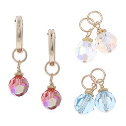 Charming Life 14k Goldfill Aqua, Clear, Red Crystal Earrings