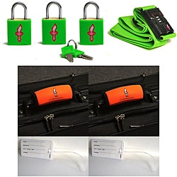Safe Skies 4-piece Green Strap TSA Luggage Lock Set