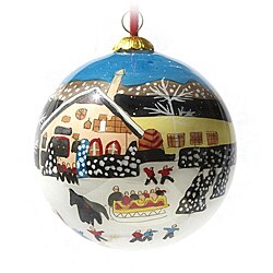 Village Scene Glass Christmas Ornament (Case of 60)