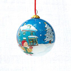 Winter Scene Glass Christmas Ornaments (Case of 60)