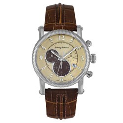 Tommy Bahama Men's Panama-Chrono Brown Leather Strap Watch.