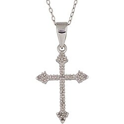 Sterling Silver 1/10ct TDW Diamond Cross Necklace (I-J, I3)