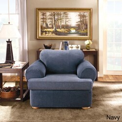 Sure Fit Stretch Stripe 2-piece T-cushion Chair Slipcover
