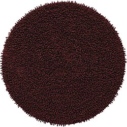 Hand-woven Brown Chenille Shag Rug (3' Round)